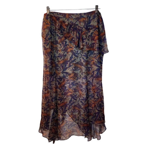 Veronica Beard XL Silk Paisley Print Tiered Asymmetrical Midi Skirt Women's $548 - Picture 10 of 13